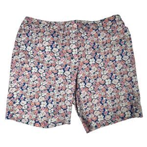 TALBOTS Shorts Womens 22W Pink Blue Floral Cotton Stretch Summer Casual